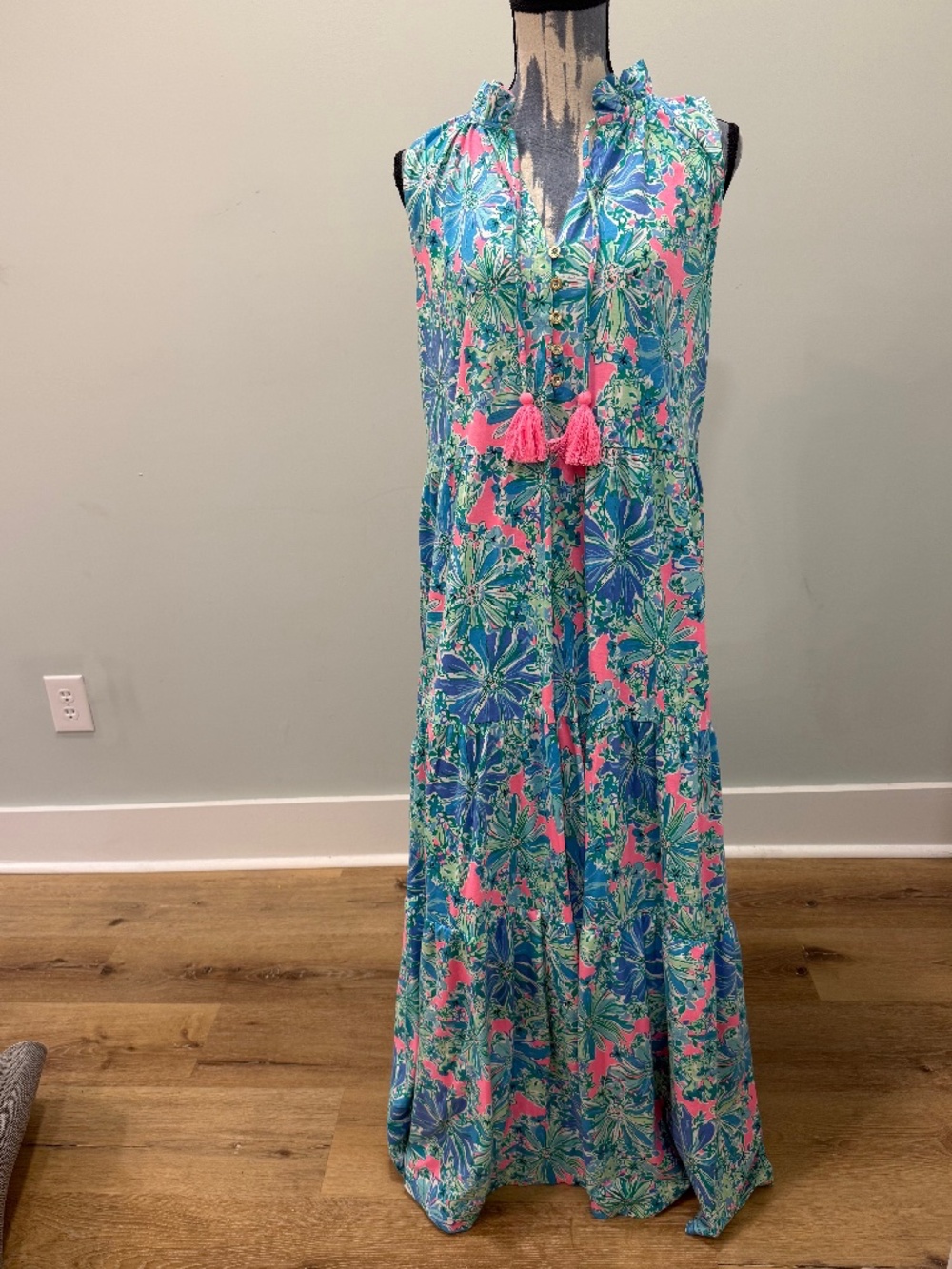 Lily Pulitzer Malone Soleil Pink Good Hare Day Maxi Dress  Size XL